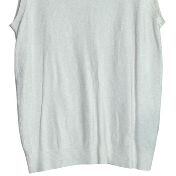 Zara Soft Sleeveless Crew Neck Ribbed Hem Stretch Tank Top Small White #3322 - Picture 4 of 15